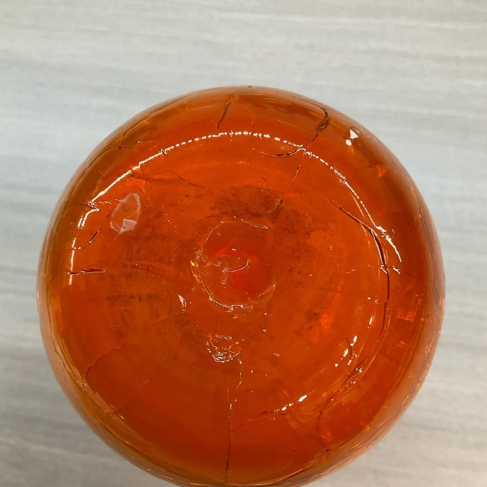VINTAGE MID CENTURY MODERN HAND BLOWN‎ AMBERINA CRACKLE GLASS VASE